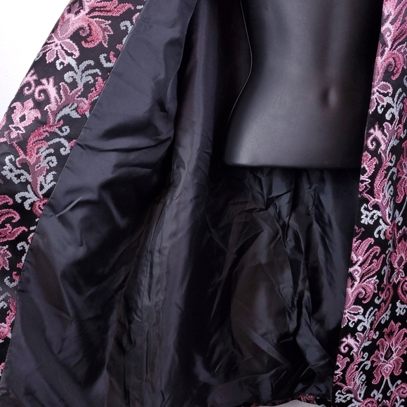 Kate Spade Black/Pink/Blue Finer Things Multi-color Tapestry Jacquard Coat - Picture 7 of 13